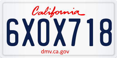 CA license plate 6XOX718