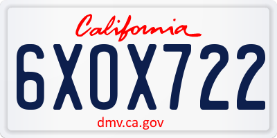 CA license plate 6XOX722