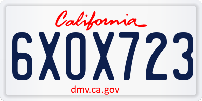 CA license plate 6XOX723
