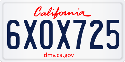 CA license plate 6XOX725
