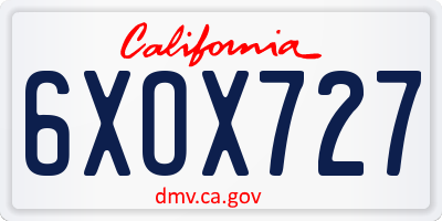 CA license plate 6XOX727