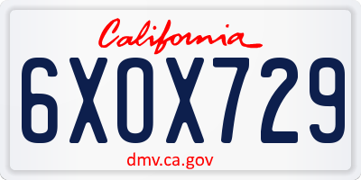 CA license plate 6XOX729