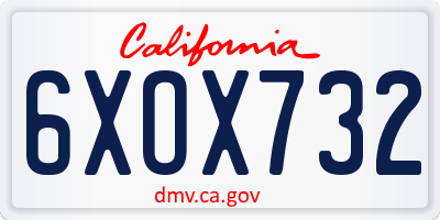 CA license plate 6XOX732
