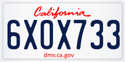 CA license plate 6XOX733