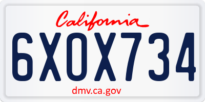 CA license plate 6XOX734