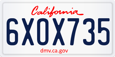 CA license plate 6XOX735