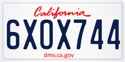 CA license plate 6XOX744