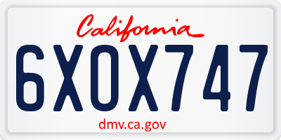 CA license plate 6XOX747