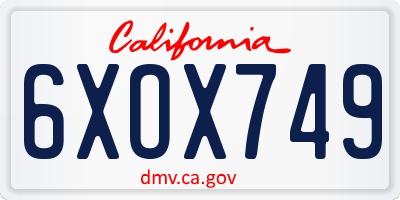 CA license plate 6XOX749