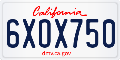 CA license plate 6XOX750