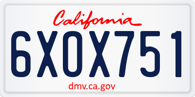 CA license plate 6XOX751