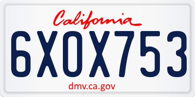 CA license plate 6XOX753