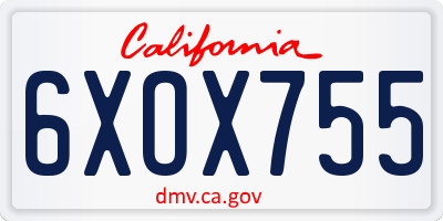 CA license plate 6XOX755