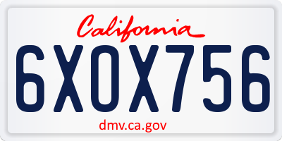 CA license plate 6XOX756