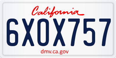 CA license plate 6XOX757