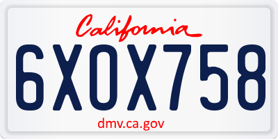 CA license plate 6XOX758