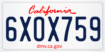 CA license plate 6XOX759