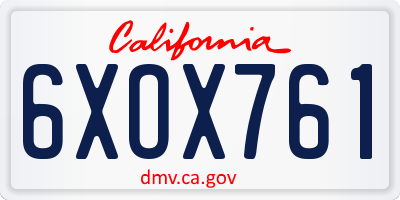 CA license plate 6XOX761