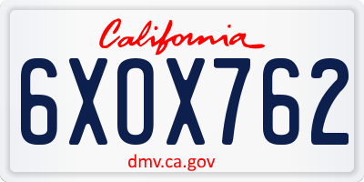 CA license plate 6XOX762