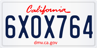 CA license plate 6XOX764