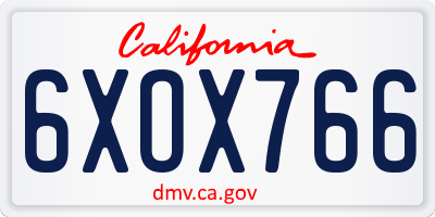 CA license plate 6XOX766