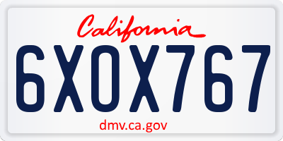 CA license plate 6XOX767
