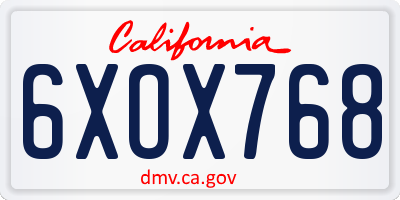 CA license plate 6XOX768