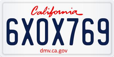 CA license plate 6XOX769