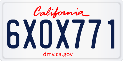 CA license plate 6XOX771