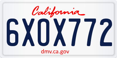 CA license plate 6XOX772