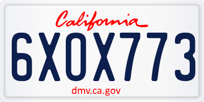 CA license plate 6XOX773