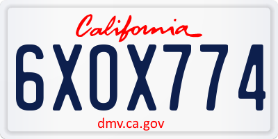 CA license plate 6XOX774