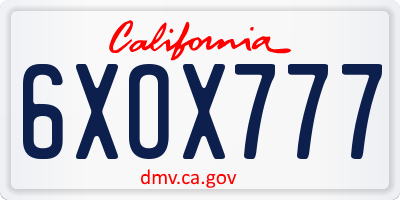 CA license plate 6XOX777