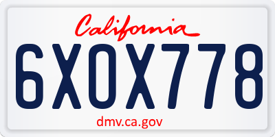 CA license plate 6XOX778
