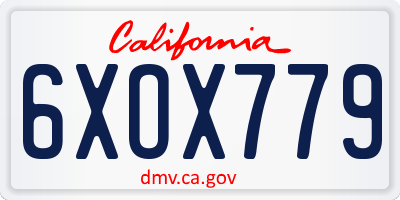 CA license plate 6XOX779