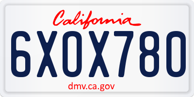 CA license plate 6XOX780