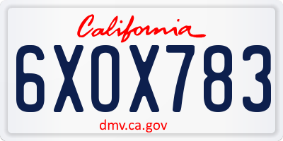 CA license plate 6XOX783