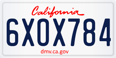 CA license plate 6XOX784