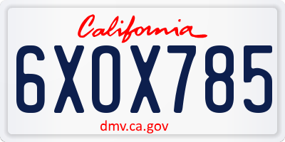 CA license plate 6XOX785