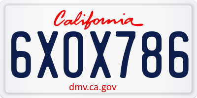 CA license plate 6XOX786