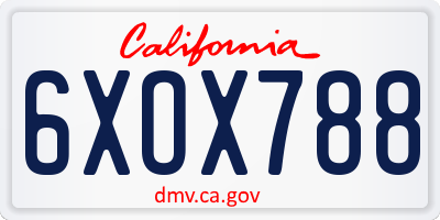 CA license plate 6XOX788