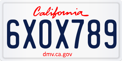 CA license plate 6XOX789