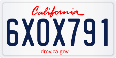 CA license plate 6XOX791