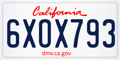 CA license plate 6XOX793