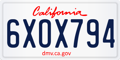 CA license plate 6XOX794