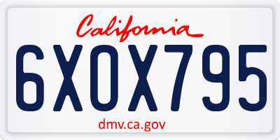 CA license plate 6XOX795
