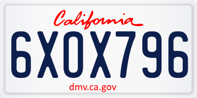 CA license plate 6XOX796