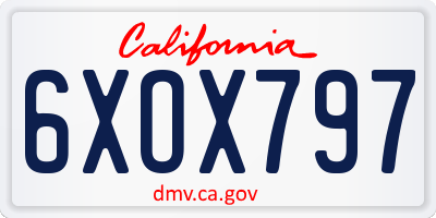 CA license plate 6XOX797