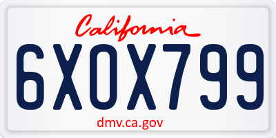 CA license plate 6XOX799
