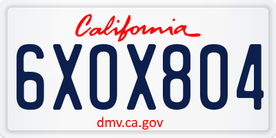 CA license plate 6XOX804